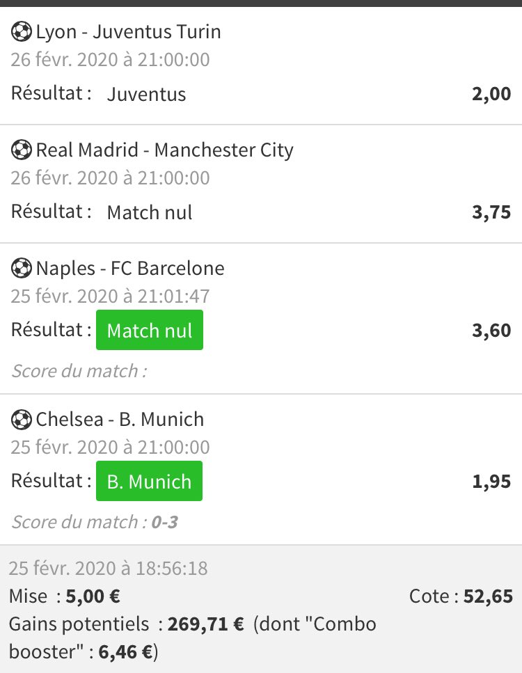 soaaos_grilles's tweet photo. Allllez on continue, Bayern à toutes les sauces @ 1,90 ✅✅ , #combibet @ 2 ✅✅...
Mes deux ptis fun @ 52 ou @ 33 (ou ptet 0 ) en cours on verra demain ^^ not easy 😆

#teamparieur https://t.co/DhfNDFjEcc