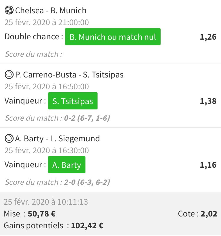 soaaos_grilles's tweet photo. Allllez on continue, Bayern à toutes les sauces @ 1,90 ✅✅ , #combibet @ 2 ✅✅...
Mes deux ptis fun @ 52 ou @ 33 (ou ptet 0 ) en cours on verra demain ^^ not easy 😆

#teamparieur https://t.co/DhfNDFjEcc