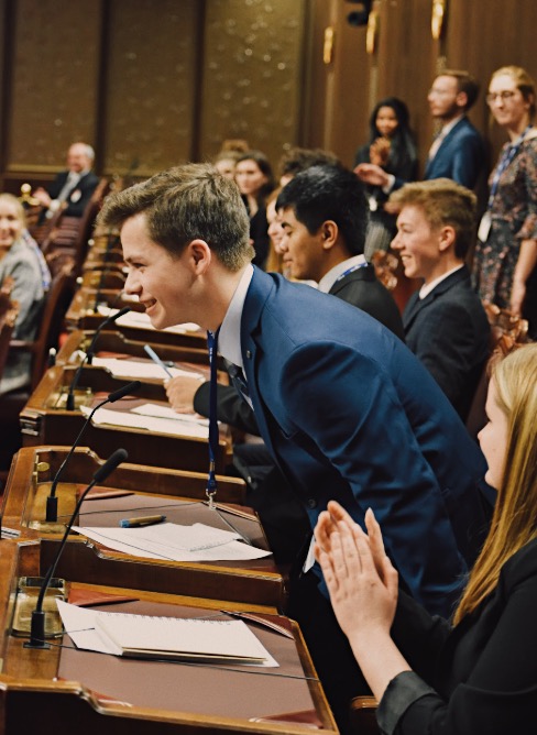 NSCF_FNEC's tweet photo. "The Senate debate is one of the most amazing things you’ll experience at NSCF." - Benjamin Pope, NSCF 2019 Alumnus // « Le débat au Sénat est l’une des choses les plus remarquables que vous vivrez au FNEC. » - Benjamin Pope, FNEC 2019 
https://t.co/sVbUFirMJ0 https://t.co/3RjaLpvt0p