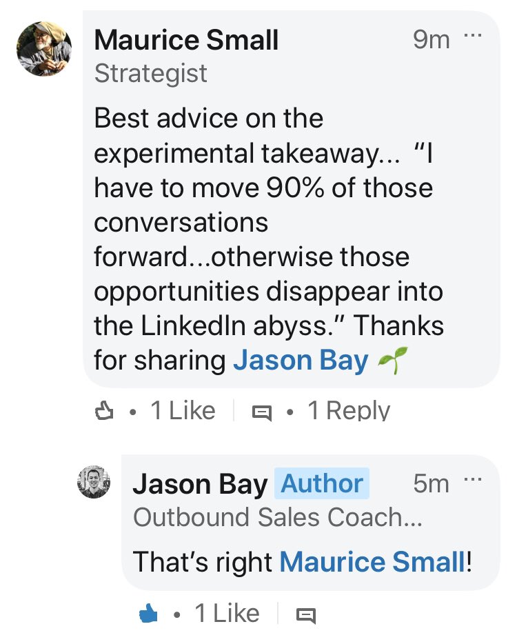 SmallFarmz's tweet photo. Social media advice...
”I have to move 90% of those conversations forward...otherwise those opportunities disappear into the LinkedIn abyss.”
Thanks to #JasonBay on LinkedIn for the share. https://t.co/pkUhNIBFVU