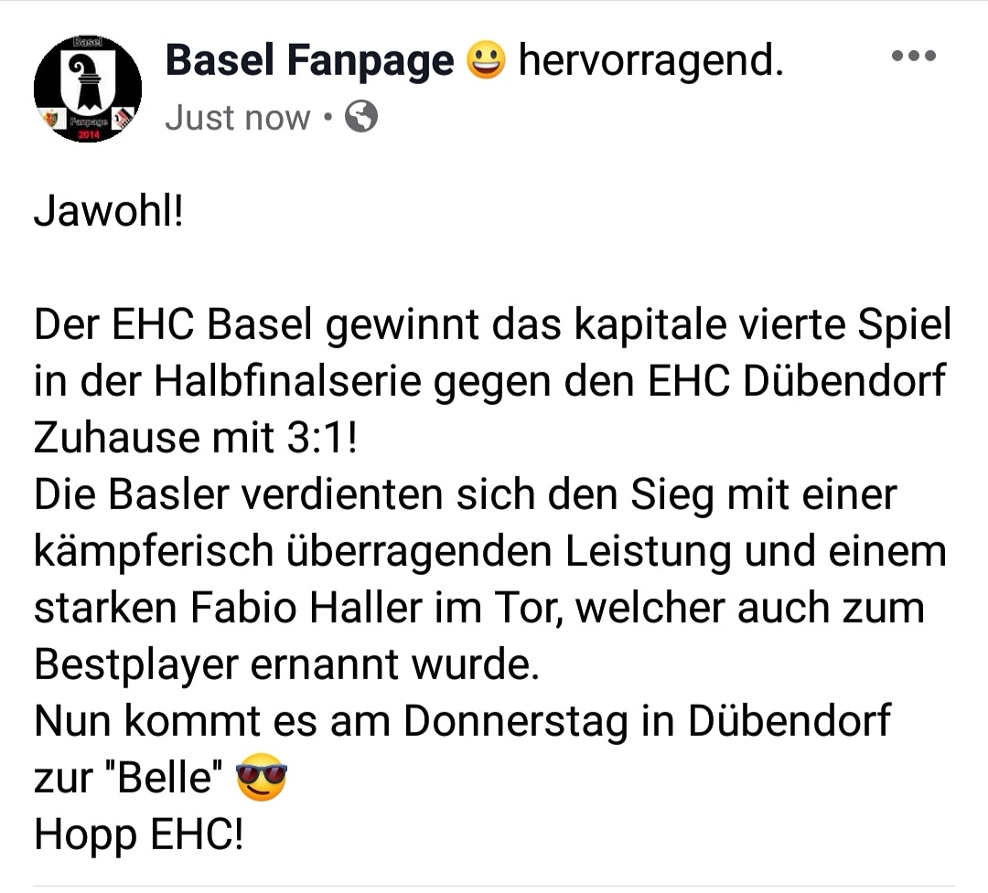 FanpageBasel's tweet photo. Der EHC Basel erzwingt Belle am Donnerstag! https://t.co/g5QXFgDiLH