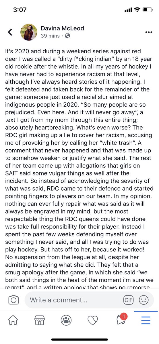 davinamcleod_7's tweet photo. Multiple indigenous players in the league just found out that we are not safe or protected by the @ACAC_Sport when racism occurs within. @SAIT_Trojans https://t.co/0ZrrBFfNSY