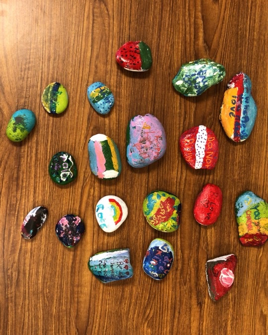 Our #kindness rocks turned out so well. This year instead of passing out cards students passed out kindness rocks around the school. #kindnessrocks #spreadlove