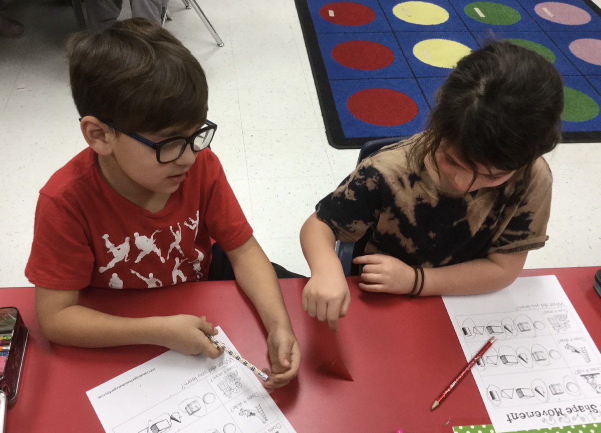 Brown_Chistine's tweet photo. We worked in teams to identify which 3D solids could roll, slide, and stack.  @LampasasKWE  #thinkbiglisd https://t.co/jVy1O4GgxT