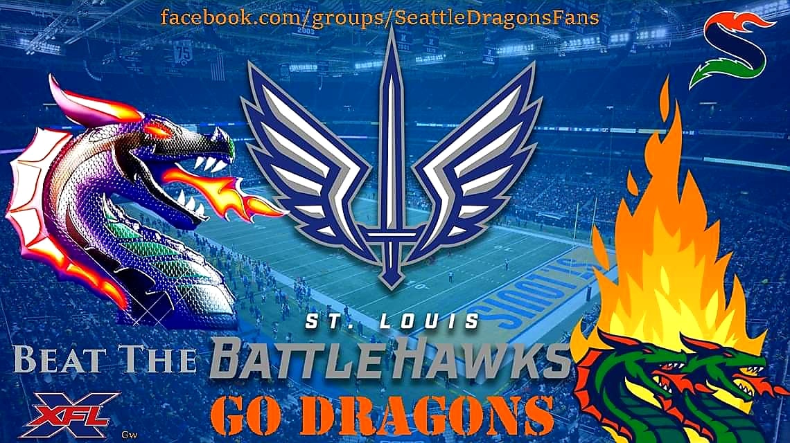 The12sHouse's tweet photo. @XFLBattleHawks @OliverLuckXFL We Do! ✋🔥🔥🔥🐲🏈
Looking forward to renewing the Seattle vs St. Louis Rivalry.........see you Saturday!
#BreathingFire  #ForTheLoveOfFootball https://t.co/djoEVxvMru