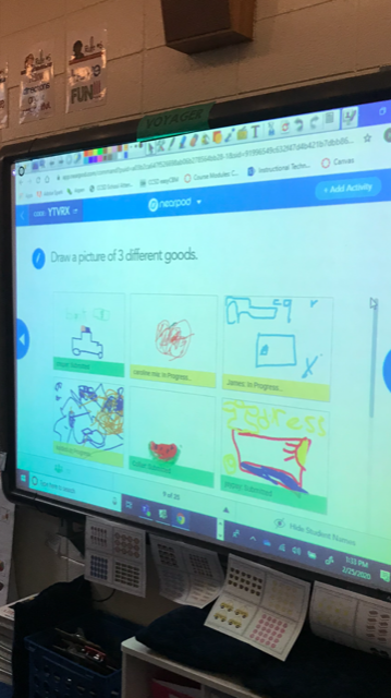 Great day spending time on Nearpod with these kiddos.  Check out our pictures of goods...a car, an apple, a house, clothes, a watermelon, and artwork on canvas.  
<a href="/SixesStars/">Sixes Elementary</a> #shinebright #shinetogether #BlendedLearning