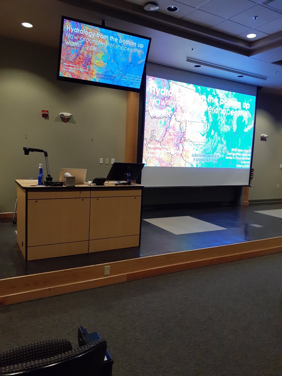 GCSUNM's tweet photo. We are a few minutes away from our lecture with Dr. Reed Maxwell on Hydrology from the bottom up:How groundwater shapes the water cycle #unmgrandchallenges @Reedh20 #darcy2020 https://t.co/5YuLhOzERW