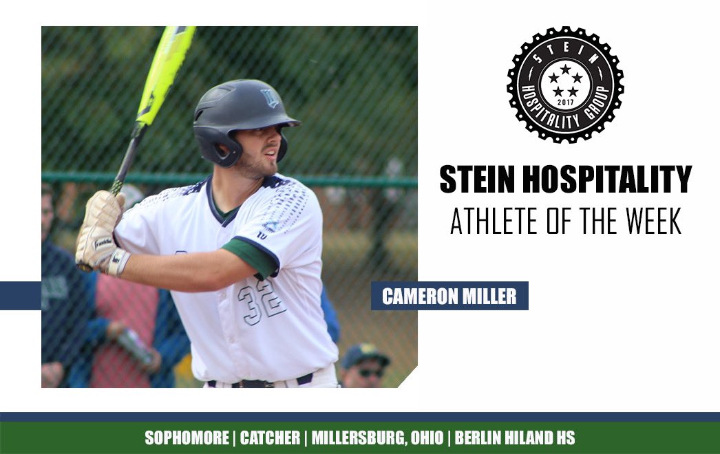 MVNU_Cougars's tweet photo. Congratulations to Cameron Miller for being our Stein Hospitality Athlete of the Week! Miller had a homer, three doubles and five RBI in @MVNUBaseball two wins over Pikeville last weekend! https://t.co/rRvQQWyzBf