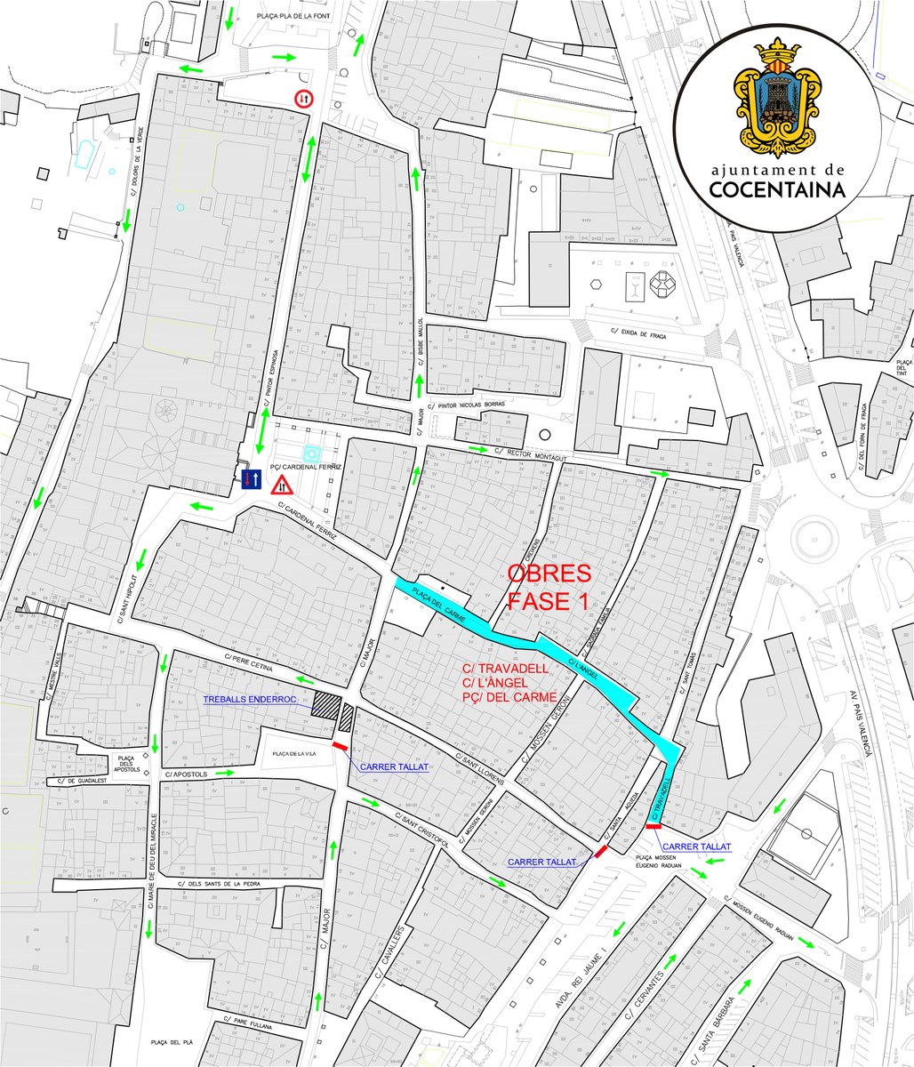📢 L'Ajuntament de #Cocentaina informa de canvis en el trànsit del nucli antic a causa d'obres: 

- Doble direcció c/Pintor Espinosa

- Accés als guals per la plaça del Carme per Jerònim Espinosa i Cardenal Fèrriz

Gràcies per la vostra comprensió i disculpeu les molèsties !!