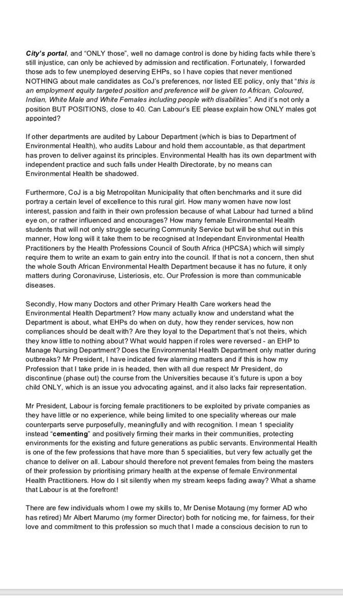 vutomiii's tweet photo. #recognizeEHPs @CyrilRamaphosa @PresidencyZA @MYANC @CityofJoburgZA Open Letter to President Ramaphosa by an Environmental Health Practitioner https://t.co/PkZJgScMsn
