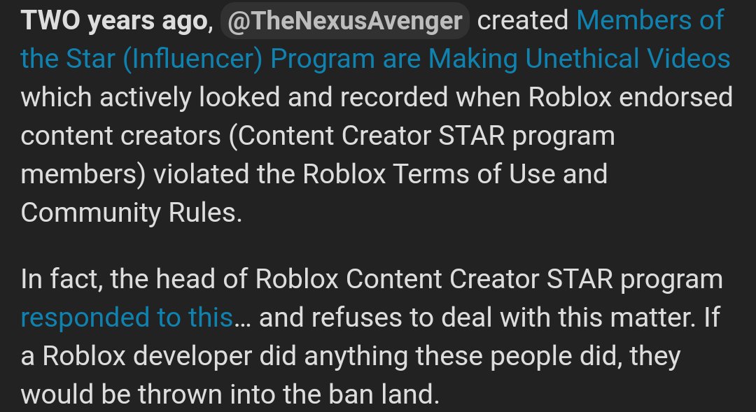 Didi On Twitter One Of The Worst Things That The Higher Ups Have Done Is Favor Star Members Over Developers Which Resulted In A Giant War Some Time Ago The Devs Did Kinda - ban land roblox