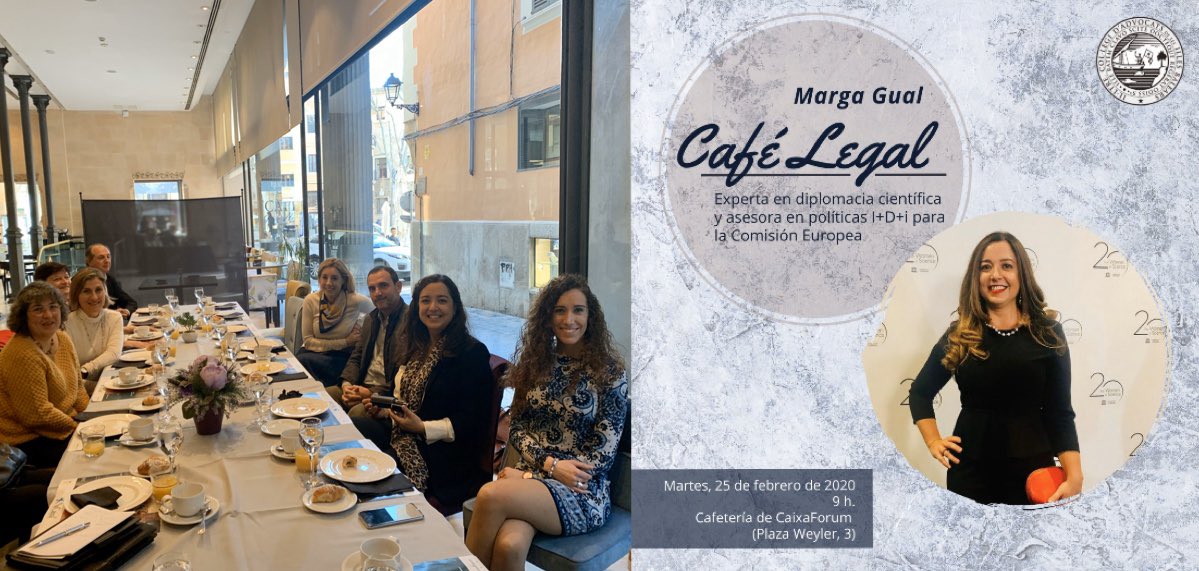 margagual's tweet photo. Hoy he compartido un excelente #CafeLegal 👩🏻‍⚖️ con la recién creada Comisión de Medio Ambiente del Ilustre Colegio de Abogados de las Baleares @icaib. Hablamos de las conexiones entre la #diplomaciacientifica y el derecho internacional para la gobernanza global y #justiciaclimatica https://t.co/15JcgsP8sO