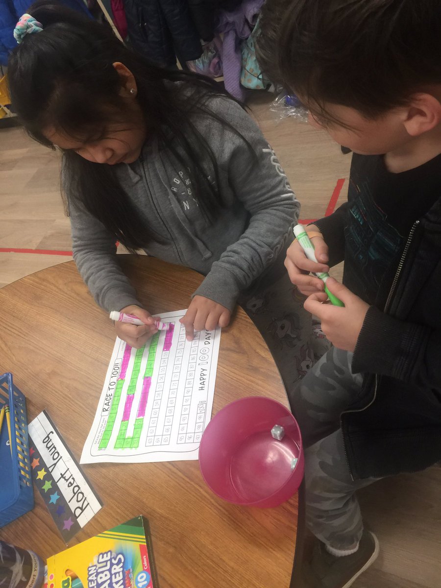 mrsramus's tweet photo. A game of “Race to 💯” on the 100th day of school! #parkavepride https://t.co/xtu7wODj3l