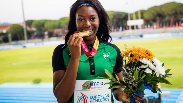 . @GinaAkpeMoses. Born 1999 in Lagos, Nigeria. Arrived at 3 in Dundalk, started athletics at 8 in St Gerald's AC. Specialised in 100m & 200m. European Athletics Junior Championships, European Youth Summer Olympics, gold at 2017 European U20s, & Youth World U-20 Championships! 