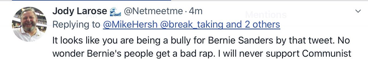 MikeHersh's tweet photo. @break_taking @Jackalope78 @laurenthehough And what’s this? #BernieHaters have extravagant accusations, but never have any receipts. #Bloomberg ran ads of #MeanTweets but most weren’t mean, and the rest were from Trump supporters. It doesn’t matter. Bernie is headed to a 1st ballot nomination and he will demolish Trump. https://t.co/ssuSLcSrTw