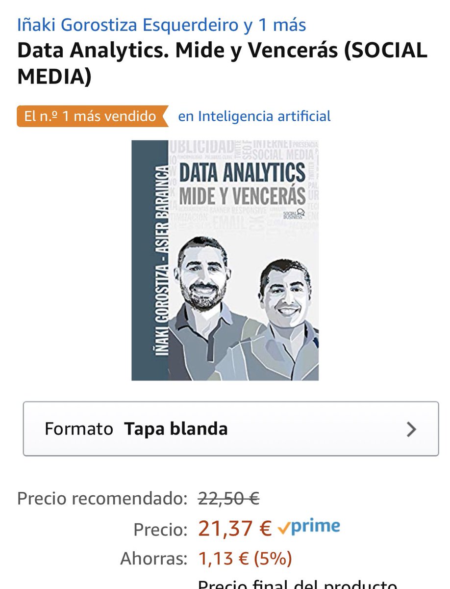 hello_google's tweet photo. Mosquis, ¿quién me iba a decir a mi esto?

Data Analytics - Mide y vencerás, es el libro más vendido de Amazon en la categoría de Inteligencia artificial. (Abro hilo👇) https://t.co/d8iRIAHpq4