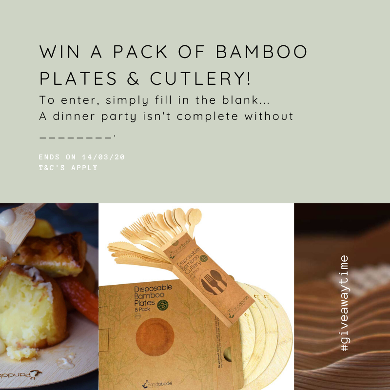 pandabode's tweet image. 🎉It’s #giveaway time 🎉 To celebrate the launch of our online store, we’re giving you the chance to #win a set of bamboo plates &amp;amp; cutlery! 

To enter, simply fill in the blank...
A dinner party isn’t complete without____________. 

-
T&amp;amp;C’s: bit.ly/38ZuiLH