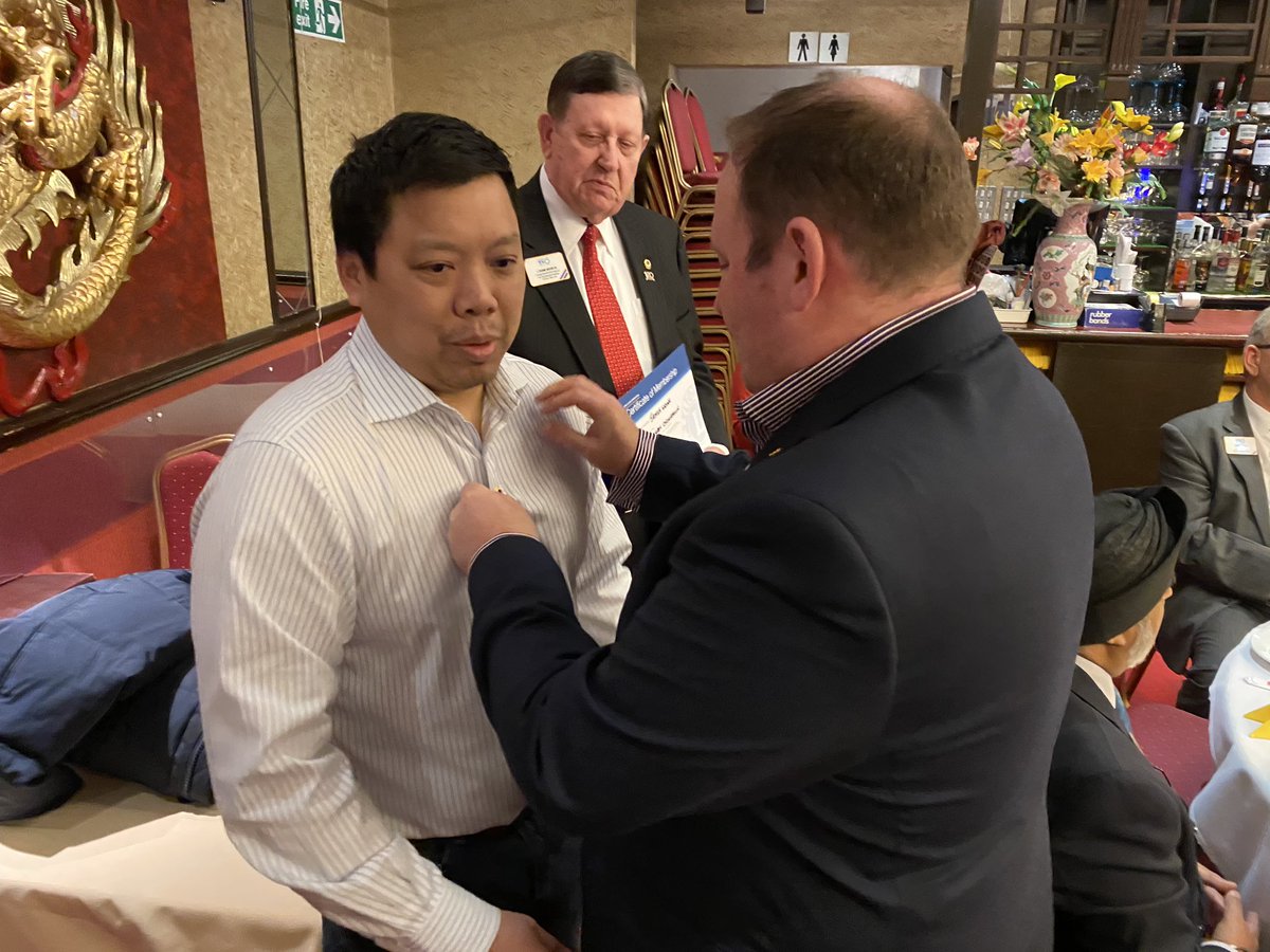 BCTLC's tweet photo. A great moment for our newest member @Jamesbwong to receive his pin and certificate. Presented by PIP Frank Moore, CC Stewart Sherman, our club president Jackie Royal.  #bctlc https://t.co/cnEgkf7aiu
