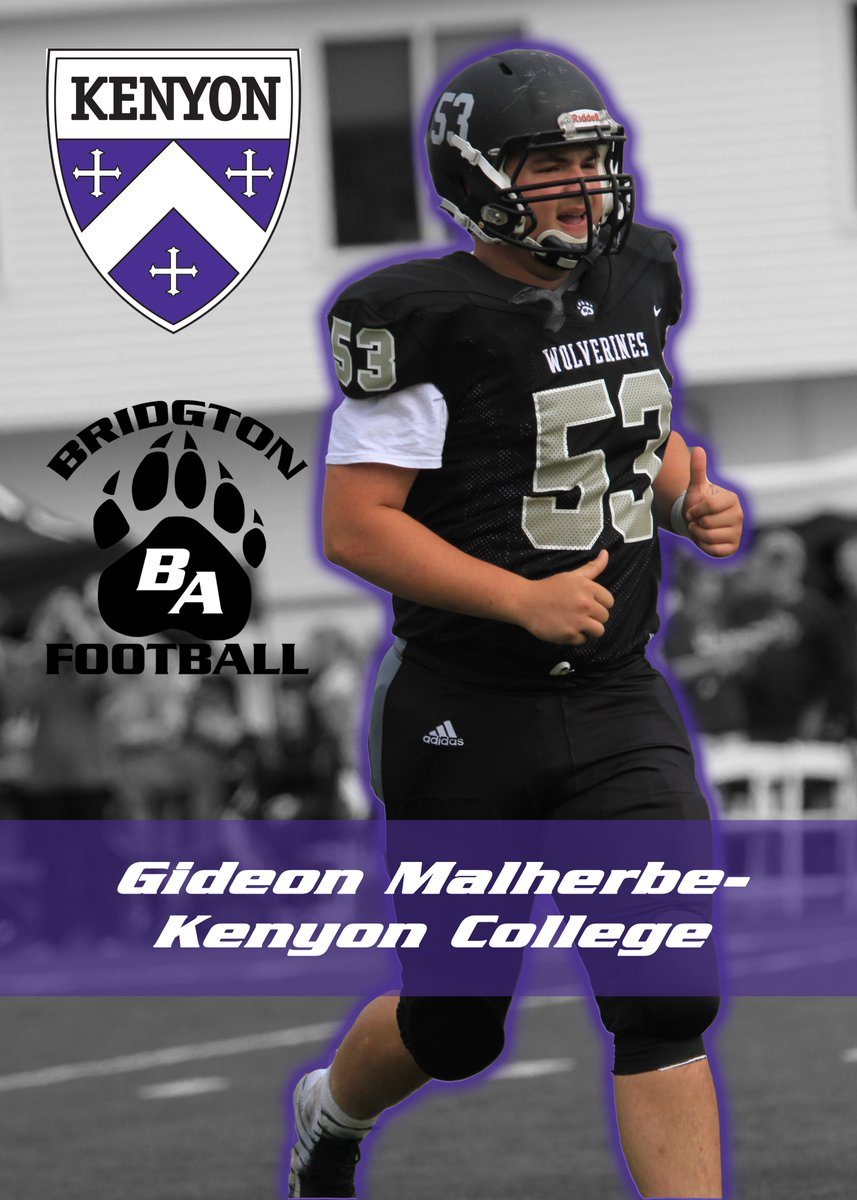 Bridgton_Ftbl's tweet image. Congratulations to Gideon Malherbe on his commitment to @KenyonCollege.  Gideon has been a great leader and role model on campus this year and has a bright future ahead of him.  @BridgtonAcademy @CoachGallery @KenyonFootball @nice_gideon @coach_rmarcella