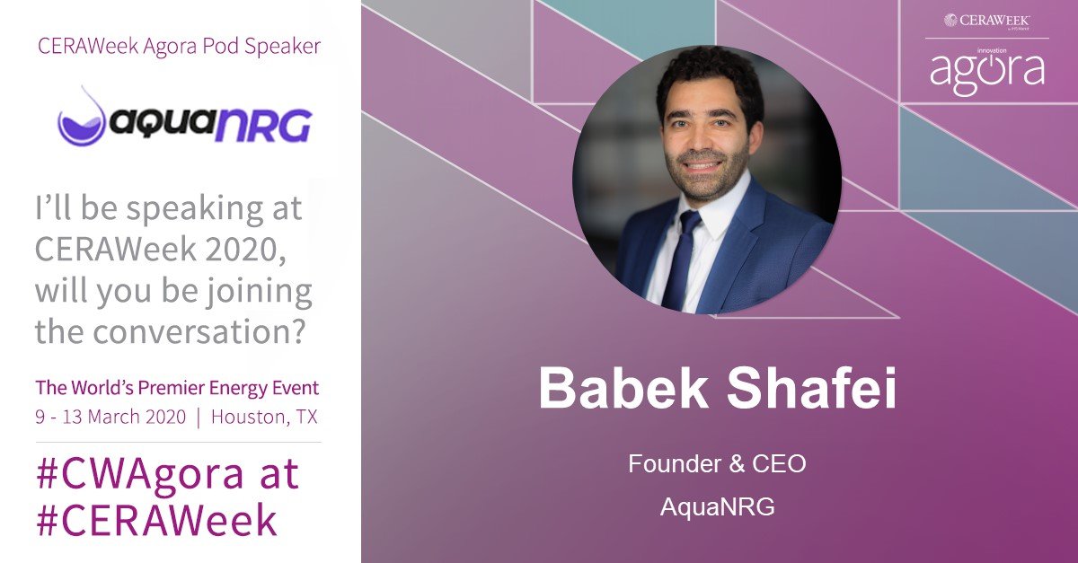 aquaNRG's tweet photo. Plz join us on Tue, Mar 10 at 5pm at @CERAWeek Agora, #CWAgora. @BabakShafei will present our novel technology on "#BigCompute Application in #Energy Industry: Merging Theory and #BigData to Deliver Value". #CERAWeek #CWMobility #cloudcomputing #HPC #dataChemistryPhysics #aiRock https://t.co/8hnr0f2vcH