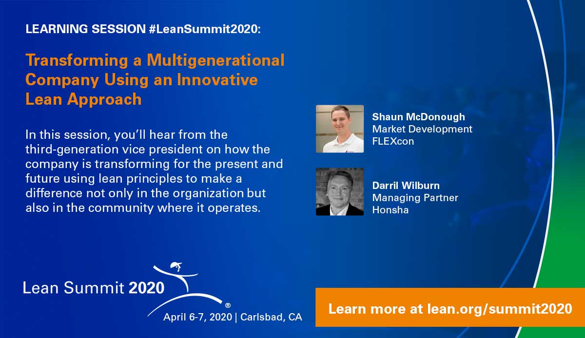 LeanDotOrg's tweet photo. At the #LeanSummit2020 April 6-7, you will hear from the multigenerational VP of @FLEXcon, learn about their lean transformation and how the organization is making an impact in its community.
#LeanThinking #LeanTransformation @HonshaDarril
Register at https://t.co/bz27qyn2x8 https://t.co/xYQ5nZZXdq