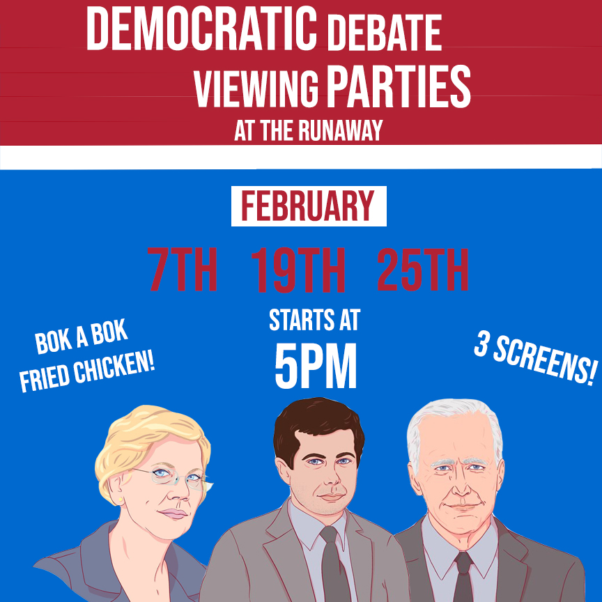 TheRunawaySea's tweet photo. We will be playing the debate tonight at 5PM before trivia! https://t.co/3F2GujAdR6
