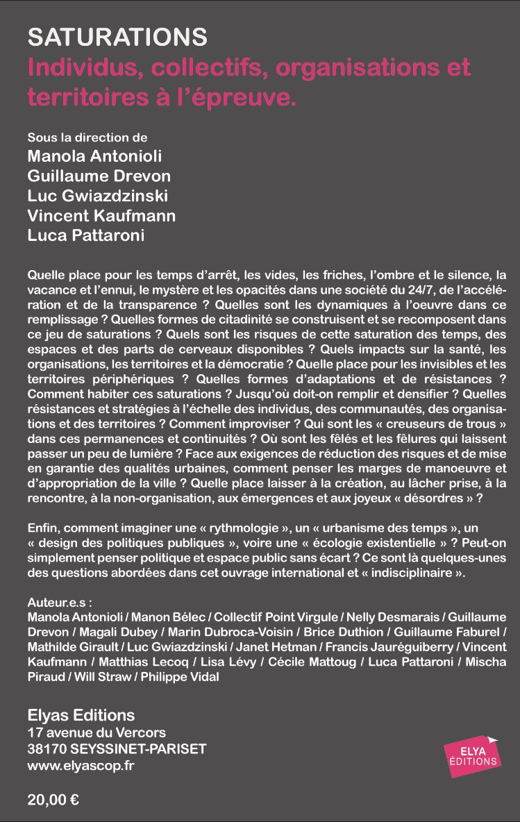 _Point_Virgule's tweet image. 📚Très heureux d'annoncer la sortie de l'ouvrage #Saturations auquel nous avons contribué avec un article sur les usages alternatifs dans les zones d'activités économiques #zae ✍️ Préfacé par Yves Citton, avec @Gwiazdzinski @VincentKaufmann @G_Drevon... 📖elyascop.fr/catalogue/coll…