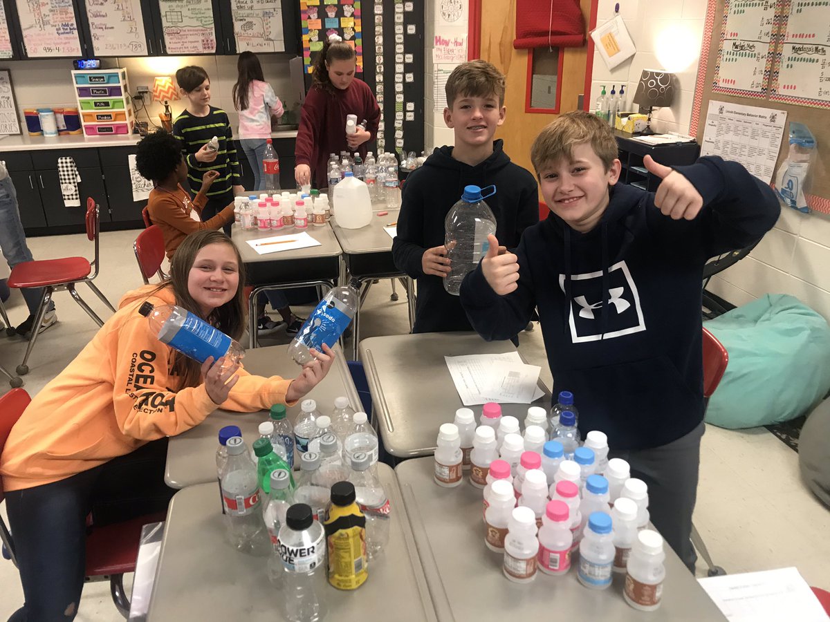 KimFleckGeorge's tweet photo. LES Recycling Data Collection and Analysis brings great discussions of drink capacities consumed at school! @TCBOE_LES @TCBOE #leadingtheway #MeasurementConversions https://t.co/trjh10u59a