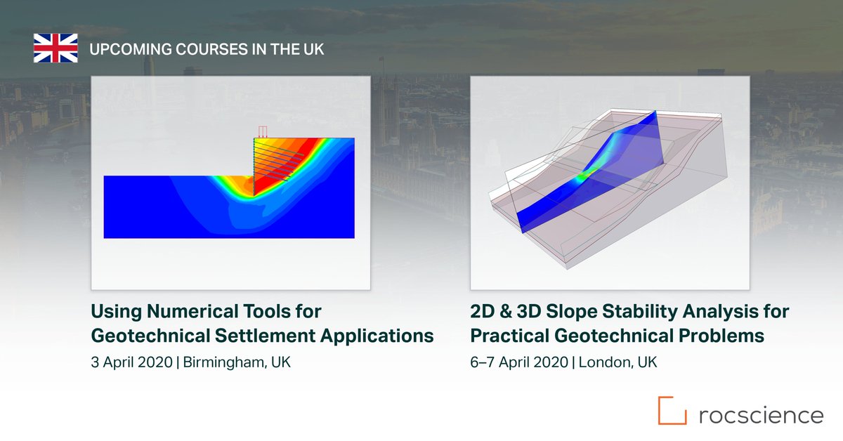 Rocscience's tweet image. @Rocscience brings to you two technical courses in the U.K. in April’20. Book now to enhance your skills in 2D &amp;amp; 3D #SlopeStabilityAnalysis and Geotechnical Settlement Applications bit.ly/2SZhfEz

#Rocscience #PowerfulGeotechnicalSoftware #GeotechnicalCourses #Settlement