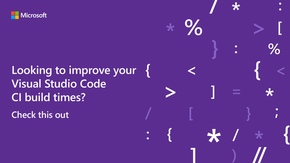 VisualStudio's tweet photo. Read how @erdennis13 and @joaomoreno used #Azure Pipelines Artifact Caching Tasks to dramatically reduce their CI build times: https://t.co/EJ9rMp4KKw https://t.co/aXF07ztDyI
