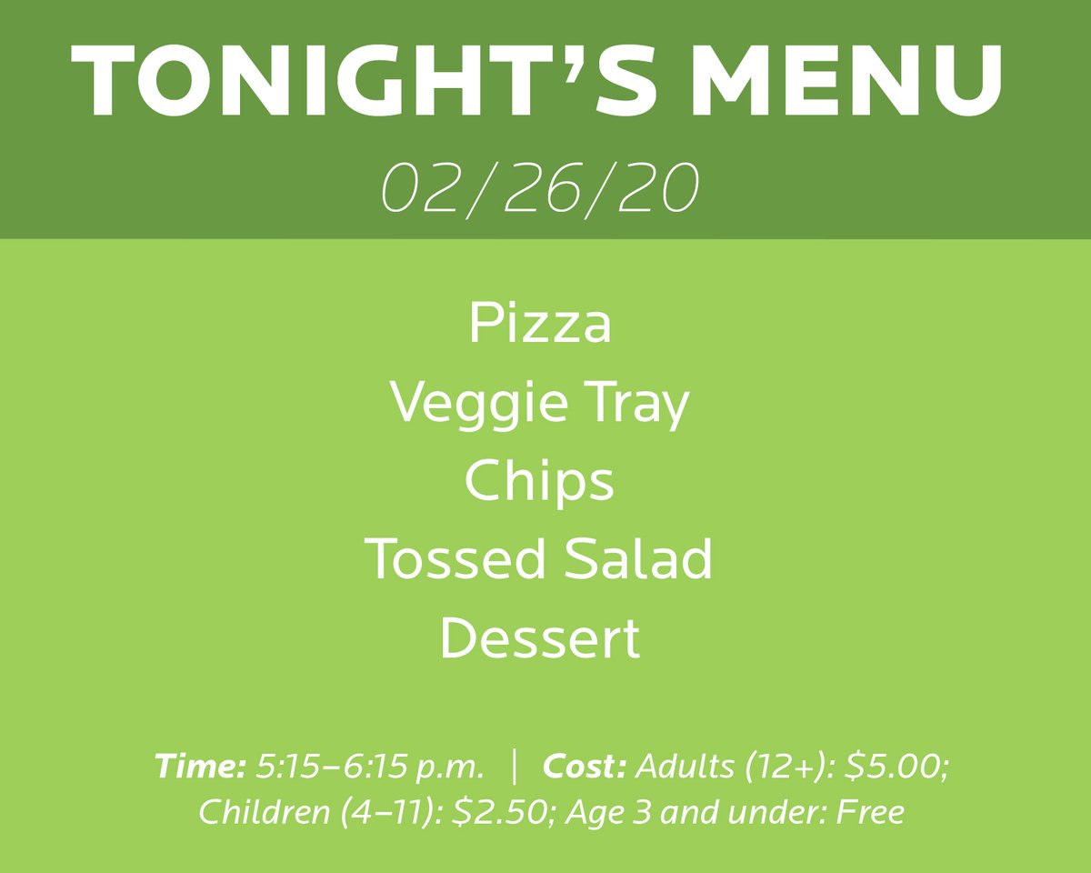 pequeachurch's tweet photo. Change of Menu for 2.26.20 https://t.co/KecvicAI9h