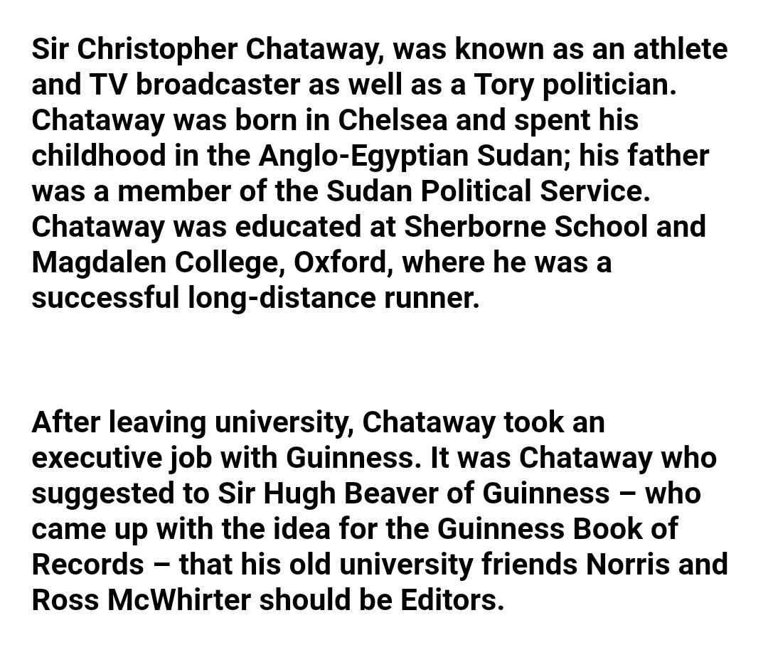 Let's return to Ellingworth's brother Lord Brabourne: He was on the board of 3 companies together with MP Chris Chataway, Roger Bannister's running mate. According to today's  @InquiryCSA Westminster report, it transpires that Chataway engaged in sexual activities with children.