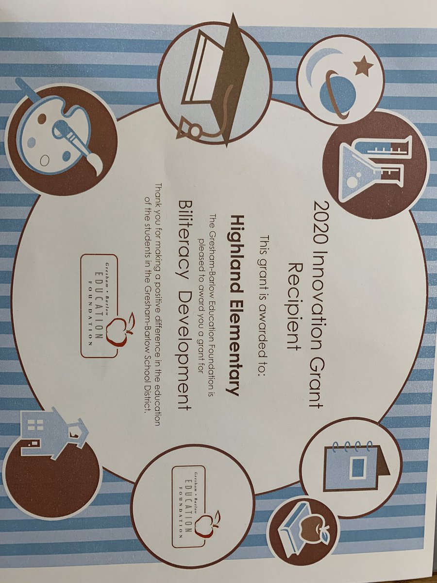 A huge Thank You to the Gresham-Barlow Education Foundation for our Biliteracy Development Grant. #HIES #AllTheWay