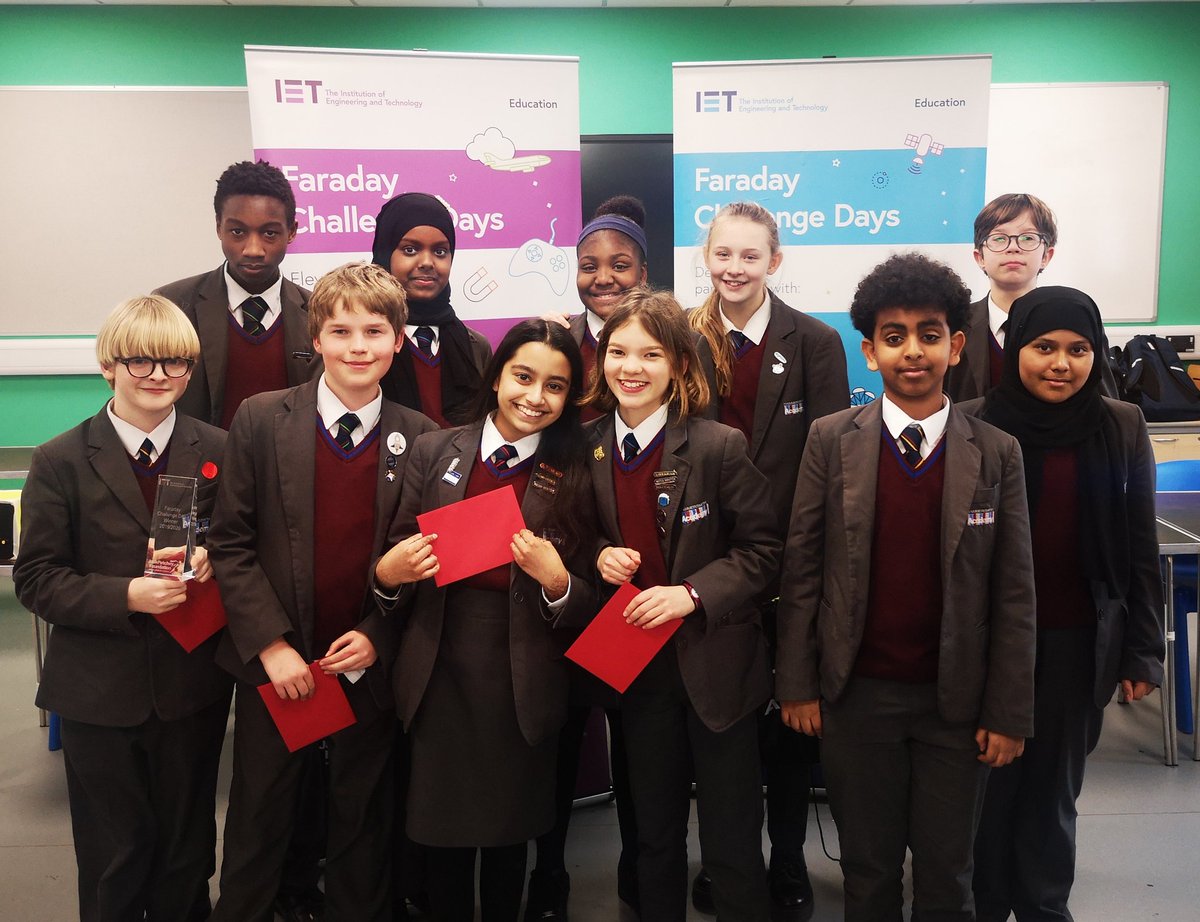 TheHAworkshop's tweet photo. And the winners are 🥁... @HammersmithAcad Yr8s bring home the #faradaychallenge trophy!! Impressive #stem teamwork and creativity demonstrated by our engineers of the future!🏆 https://t.co/gFLdQW1tis