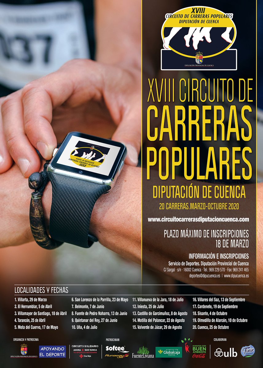 El 25 de abril #Tarancón acoge una prueba del XVIII Circuito de Carreras Populares de <a href="/DipuCuenca/">Diputación de Cuenca</a> 🏃🏻‍♀️🏃🏻‍♂️#deporte #Salud