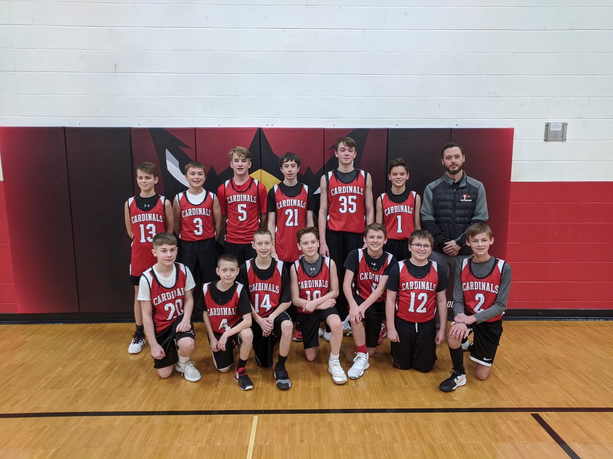 Quick shout out to our JH BBB team and Coach Hanson.  They wrapped up their school season on Friday vs Baltic.  8th grade team finished 14-1 and were the DVC team champs!  Way to go guys!  Keep working.  #GoCards