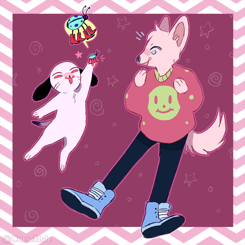 BlessedHole's tweet photo. Happy B-day to .@SwigMama 
I redrew a timeless 2018 classic-
Fortune and Sighs with a Bug in Boots
💘❤️ https://t.co/mN0dUDUCG4