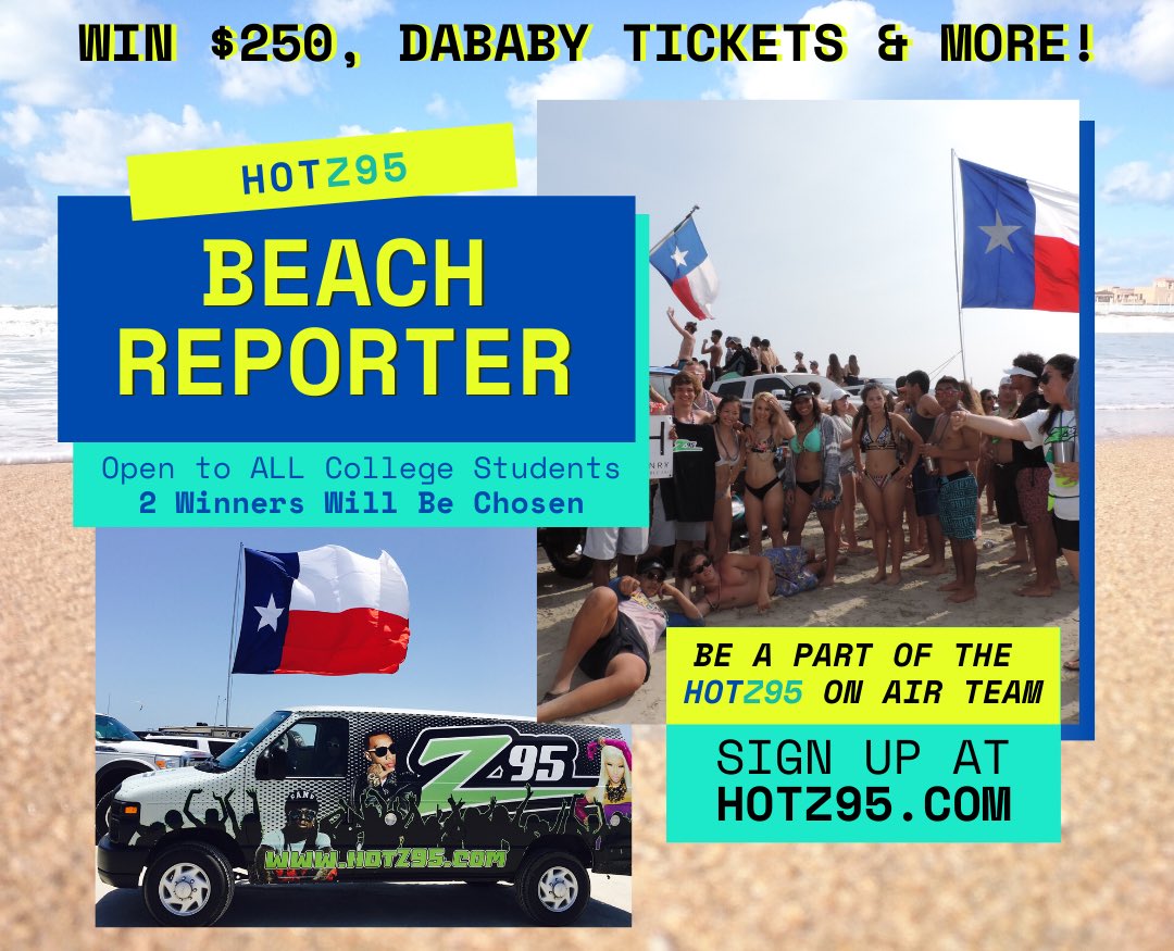 hotz95's tweet image. Are you currently enrolled in College and want to join the #HotZ95 On Air Team?! Sign up now to Audition at HotZ95.com and you could win some great prizes and broadcast live for us from the Beaches this #SpringBreak2020 🎙🏖