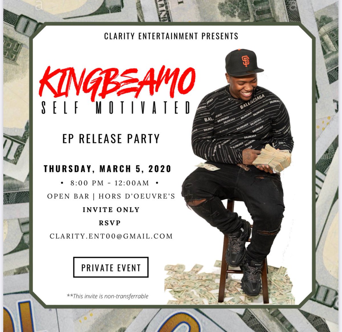 KingBeamo_'s tweet photo. SELF MOTIVATED 👑 Listening Party March 5th 🔥🔥🔥🔥 https://t.co/5pv2okwwrT
