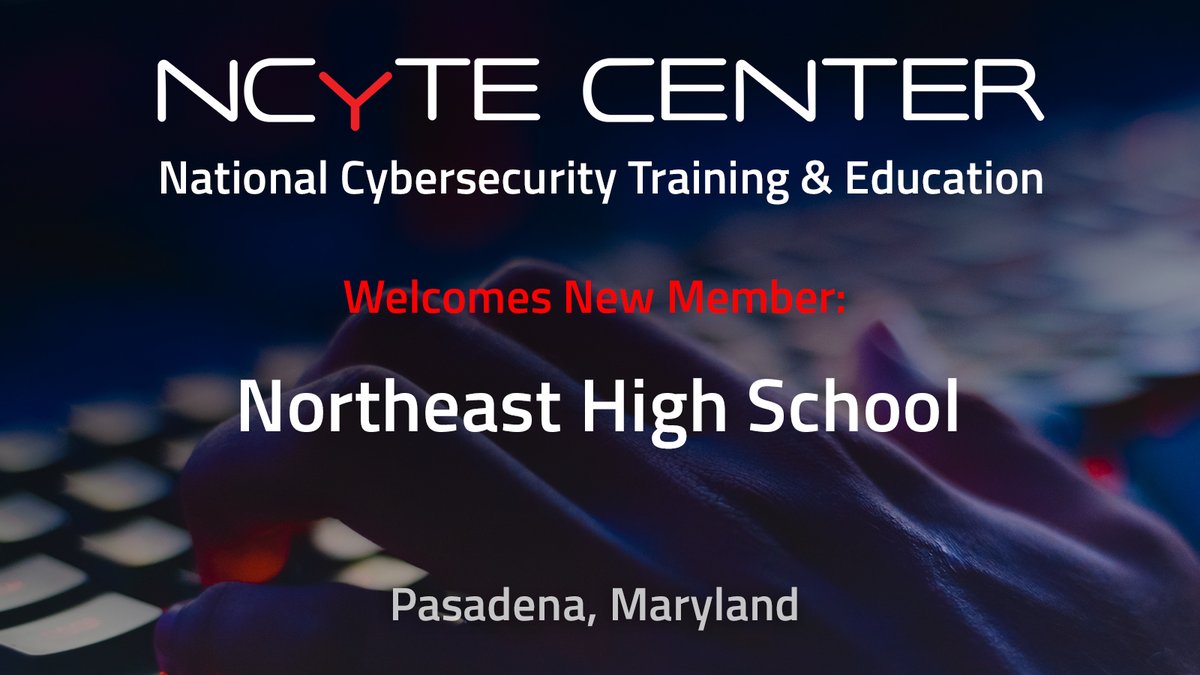 NCyTE_Center's tweet image. NCyTE Center welcomes new member, Northeast High School, Pasadena, Maryland! ncyte.net/index.php/memb…
 #cybereducator #cybersecurity