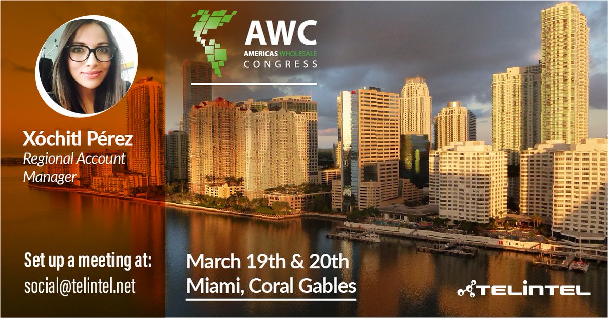 TelintelGroup's tweet photo. Are you ready for AWC?!

Our very own, Xóchitl Wendolyn Pérez Campa will in Miami this March! We are eager to create lasting relationships and successful projects with you!

Set up a meeting at: Social@Telintel.net

#Miami #SMSmarketing #Voicemarketing #emailmarketing https://t.co/5AmbrdoOP2