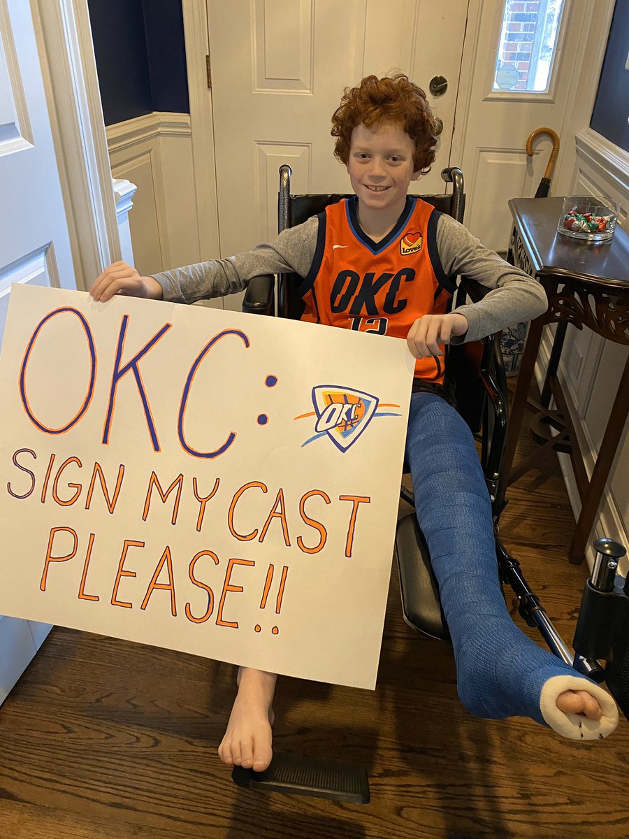 sxsmith97's tweet photo. @okcthunder This 10 year old is heading to the United Center tonight with a request!  Go Thunder!  @CP3 @RealStevenAdams @shaiglalex https://t.co/C0mSkHScKs