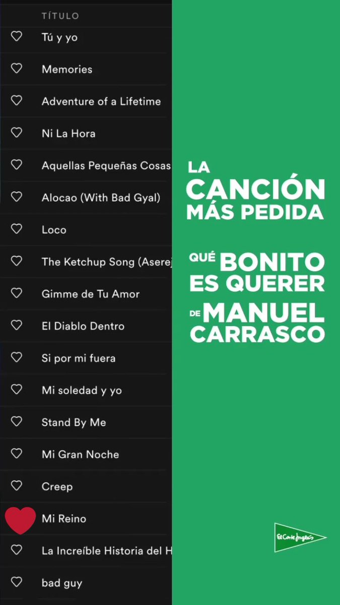 LuisCepedaInfo's tweet image. ¿Te apetecería escuchar a @cepedaoficial en @elcorteingles
‼️Pues este es tu momento‼️
Entra en el storie de su cuenta de IG y haz tu propuesta😊🎵

Además, #MiReino, #FuimosVida y #Vuela ya están en la lista de reproducción que aparece en el storie🙃

👉🏼instagram.com/stories/elcort…