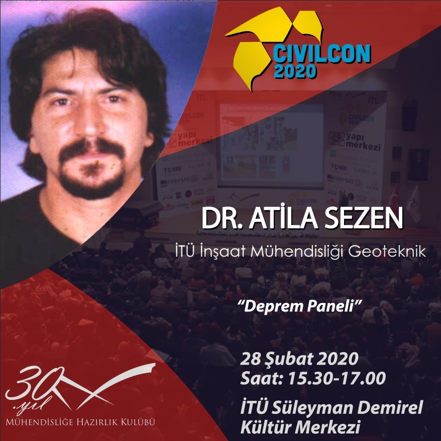 CivilCon20's tweet photo. 28-29 Şubat'ta gerçekleşecek olan CivilCon'20 de;

İTÜ İnşaat Mühendisliği Araştırma Görevlisi Dr. Atila SEZEN bizlerle!

Başvurmak için linkimiz bioda!

#CivilCon
#itumhk30yasinda https://t.co/00DyBgMBsW
