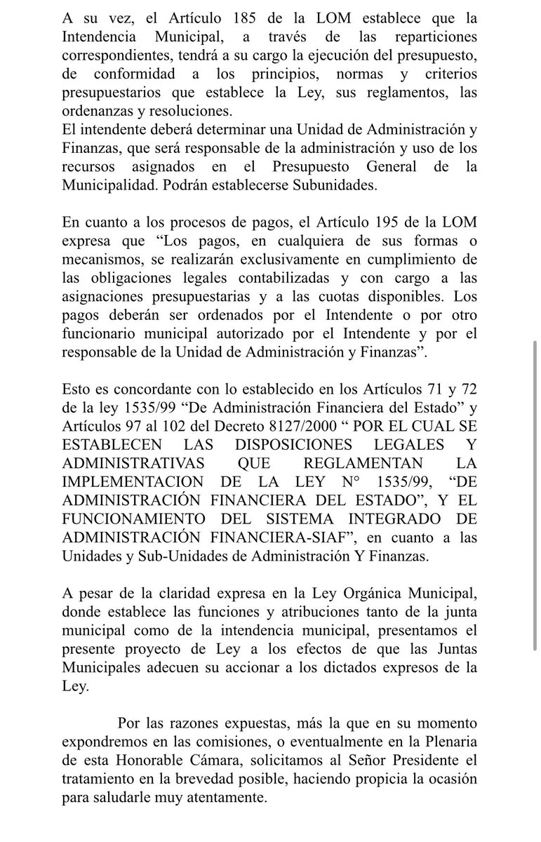 bachinunezpy's tweet photo. #Presentaremos proyecto de ley que amplía prohibición a #Concejales municipales que no pueden ser ordenadores de.gastos o titulares de administracion y finanzas cuya función es privativa del #Intendente @FelipeGoroso @minaftv @enriquevp @oscar_marandu @mysoilan https://t.co/naCD9AppN1