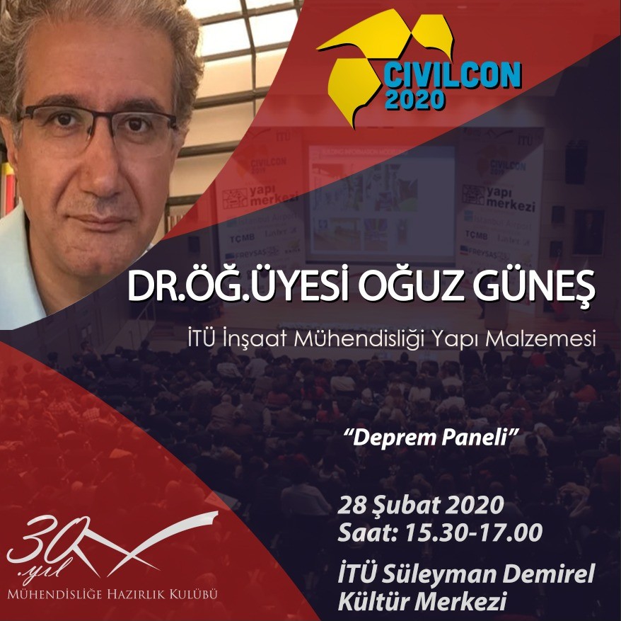 CivilCon20's tweet photo. 28-29 Şubat'ta gerçekleşecek olan CivilCon'20 de;

İTÜ İnşaat Mühendisliği Öğretim Üyesi Dr. Oğuz GÜNEŞ bizlerle!

Başvurmak için linkimiz bioda!

#CivilCon
#itumhk30yasinda https://t.co/9KnqNmnI0f