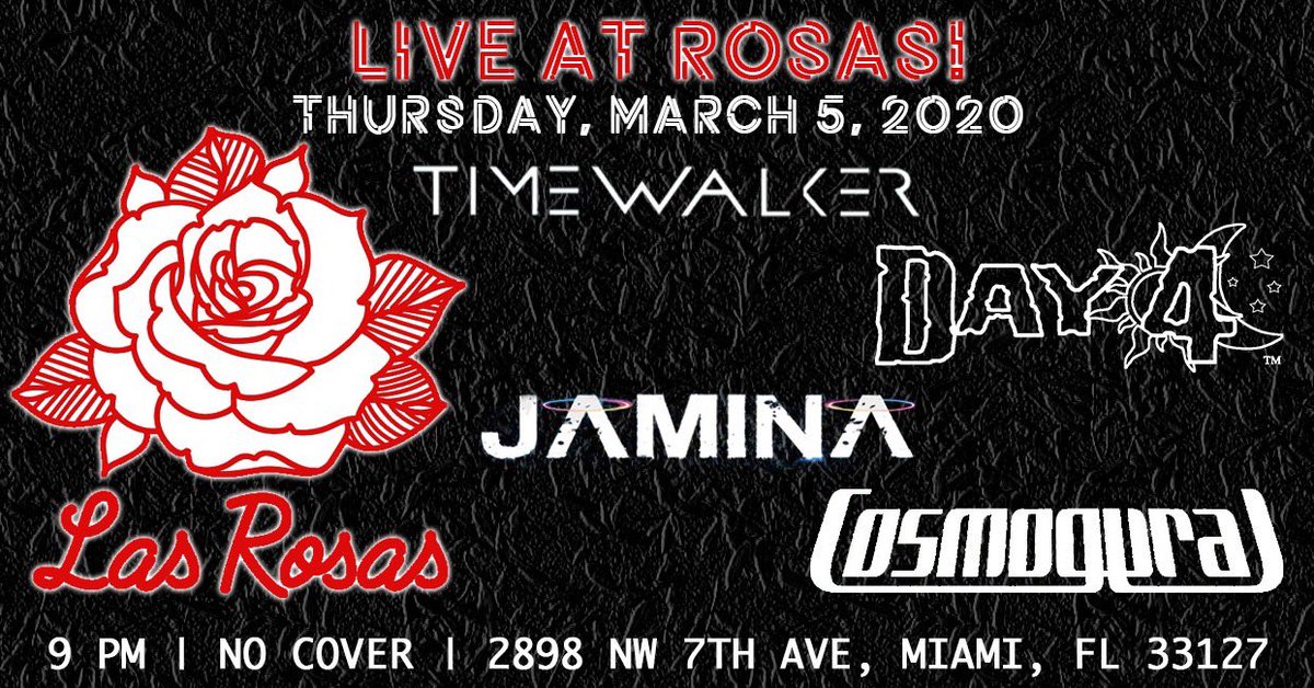 New show alert! We are making our debut at Las Rosas in Miami on 3/5/20. #miami #lasrosas #lasrosasmiami #305 #livemusic #newmusic #metal #rock #alternative
