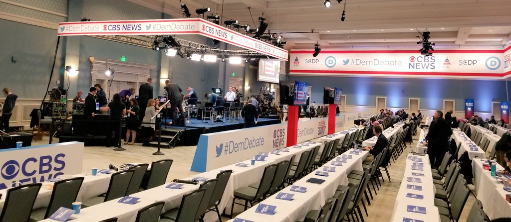 PhotoZorn_TV's tweet photo. .@KERRYFOX5ATL and I are in Charleston at the #DemDebate we will have a live report at 5pm. #fox5atl #fox5youdecide #politics https://t.co/qIJiT3QODH