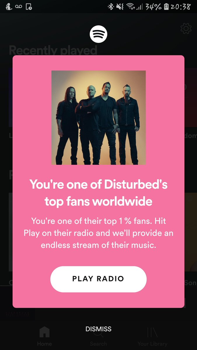 gooner1987's tweet photo. Wen #spotify hits you with this. Only 1 band in the world anyway @Disturbed #wearedisturbed https://t.co/t8VlPTMleR