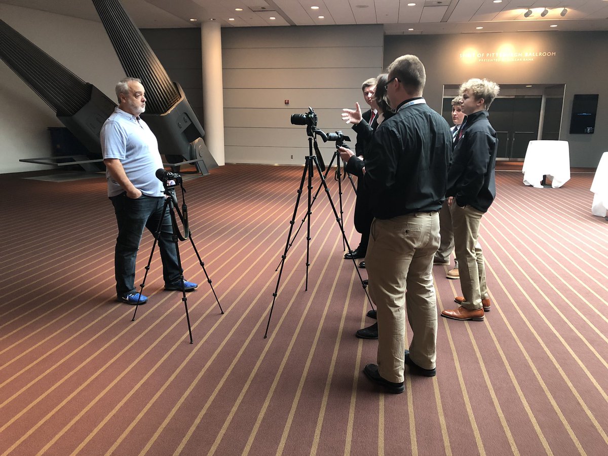 MASDnews's tweet photo. Thank you @gerrybrooksprin for taking the time with our students today at the PETE&amp;C Conference in Pittsburgh.  Your key note speech was motivating and the interview opportunity with our kids was a once in a lifetime interview for them. https://t.co/ogUpZ8rwUM